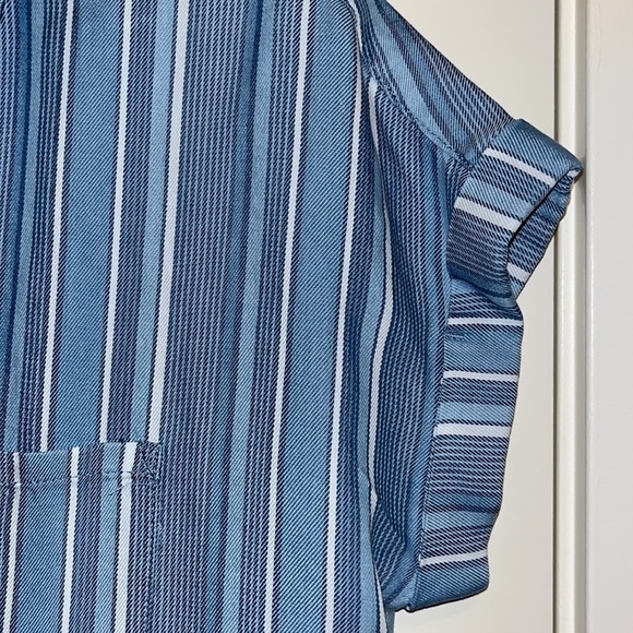 Cafe Marrakesh Blue multi striped short sleeve button down shirt Women’s Small - Picture 3 of 10